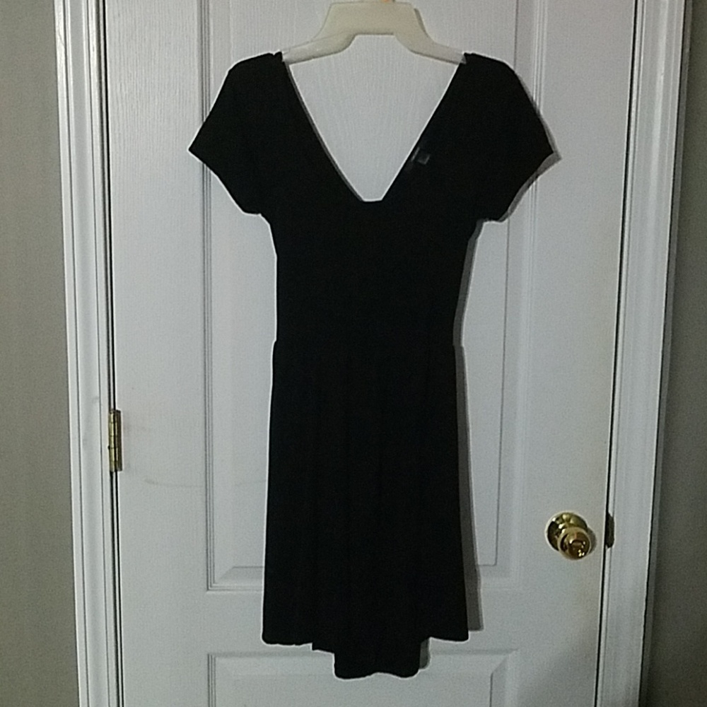 Forever 21 Cross Back Black Skater Dress - Size L